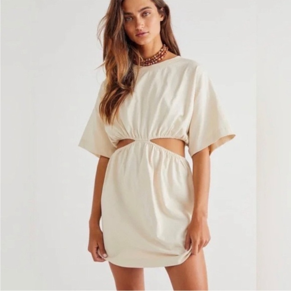 Free People Beach Dandelion Mini Ivory Shirt Dress